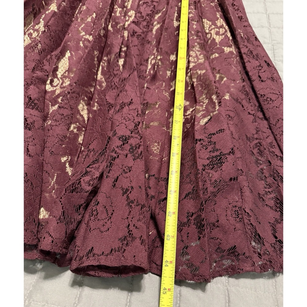 Lane Bryant Sleeveless Maroon Lace Overlay Nude Lining Dress Size 12 Cottagecore - Picture 7 of 7